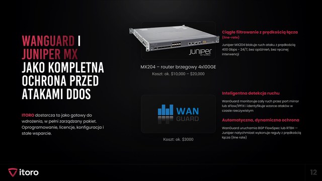 Routery filtrujące ataki DDoS Juniper MX + WanGuard 2026 — PDF cover